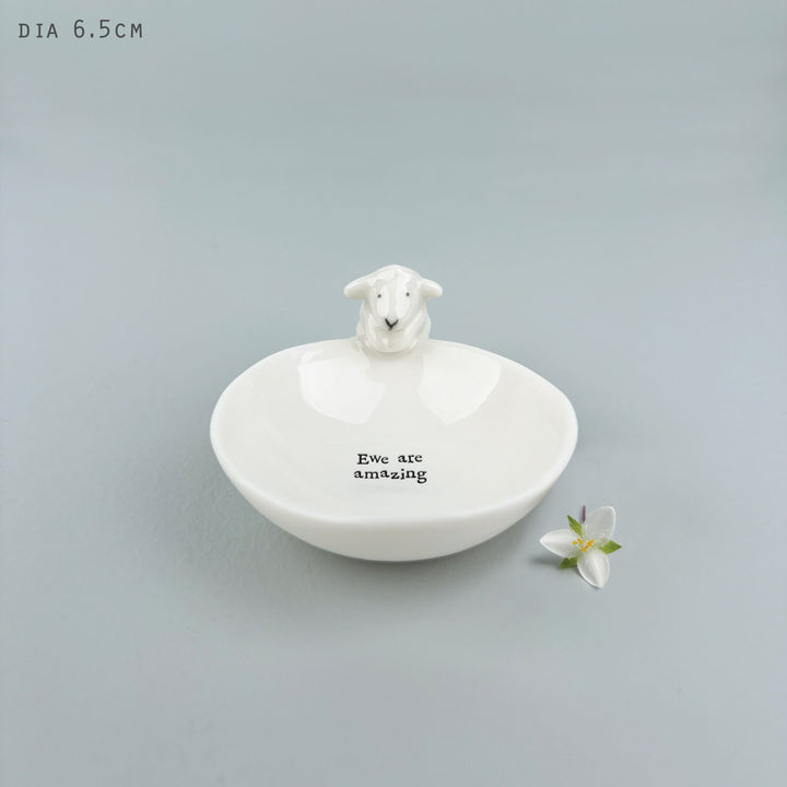 Small Porcelain Sheep Trinket Bowl, Ewe Are Amazing | East of India dish East of India Small Porcelain Animal Trinket Bowl - Sheep, Ewe Are Amazing