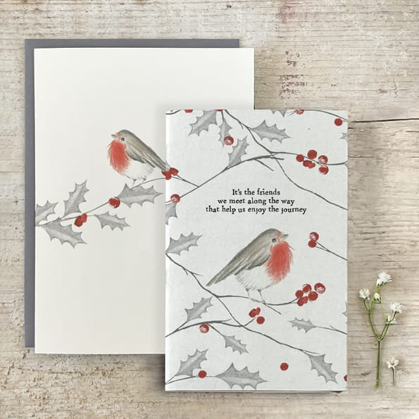 Small Robin Notebook, Friends We Meet | East of India Stationery East of India Small Bird Notebook - Friends We Meet, Robin