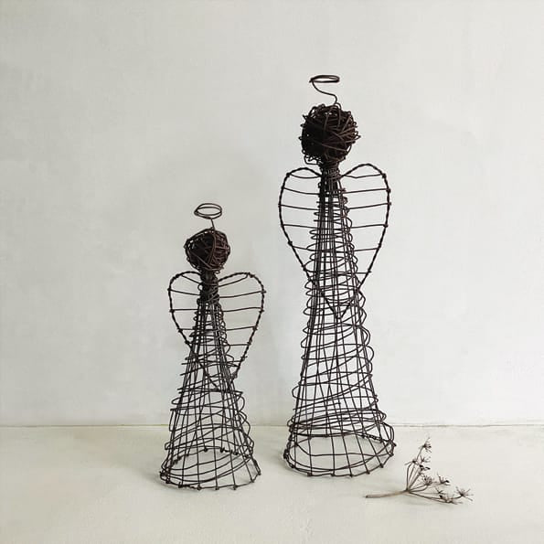 Small Rusty Wire Standing Angel | East of India Christmas Decoration East of India Small Rusty Wire Standing Angel