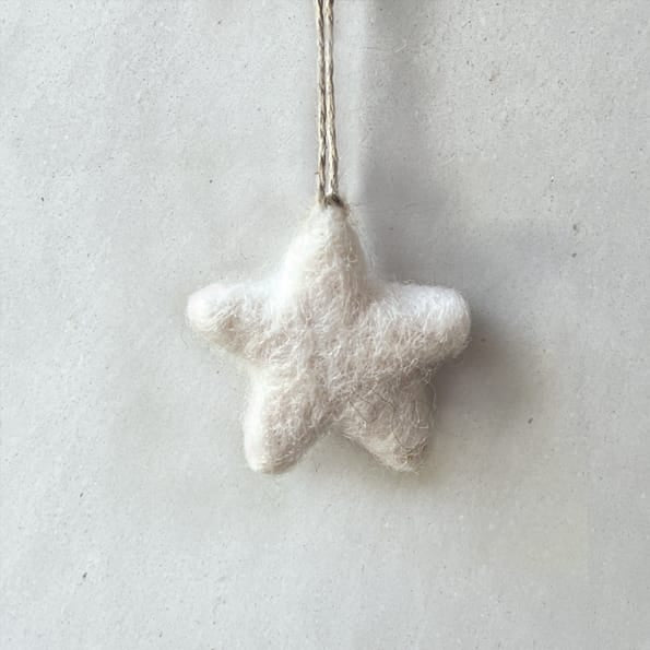 Small White Felt Star Christmas Decoration by East of India Christmas Decoration East of India Small Felt Star Christmas Decoration - White