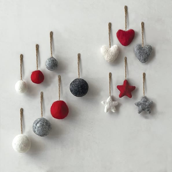 Small White Felt Star Christmas Decoration by East of India Christmas Decoration East of India Small Felt Star Christmas Decoration - White