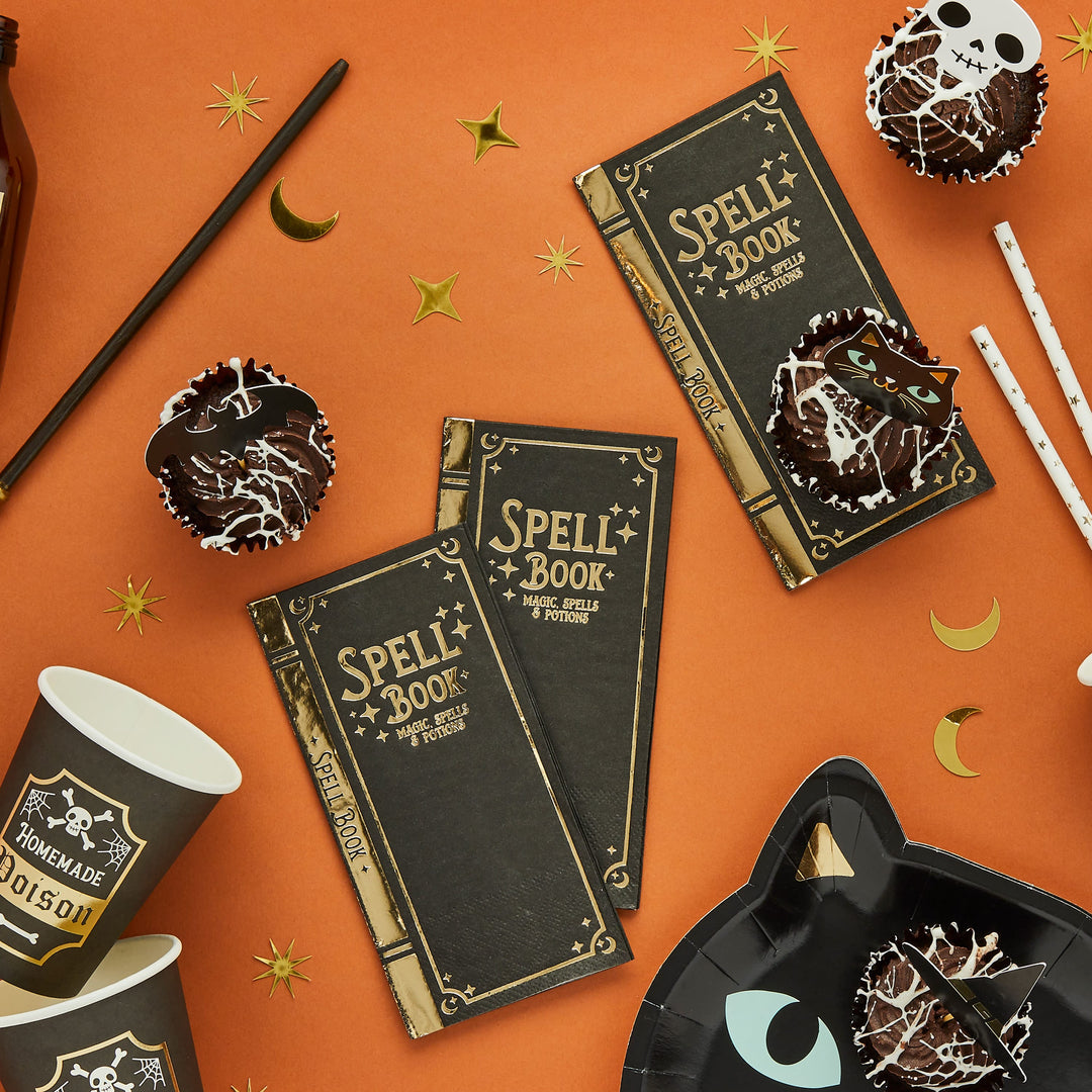 Spell Book Halloween Party Napkins x 16 | Halloween Supplies Paper Napkins Spell Book Halloween Party Napkins x 16