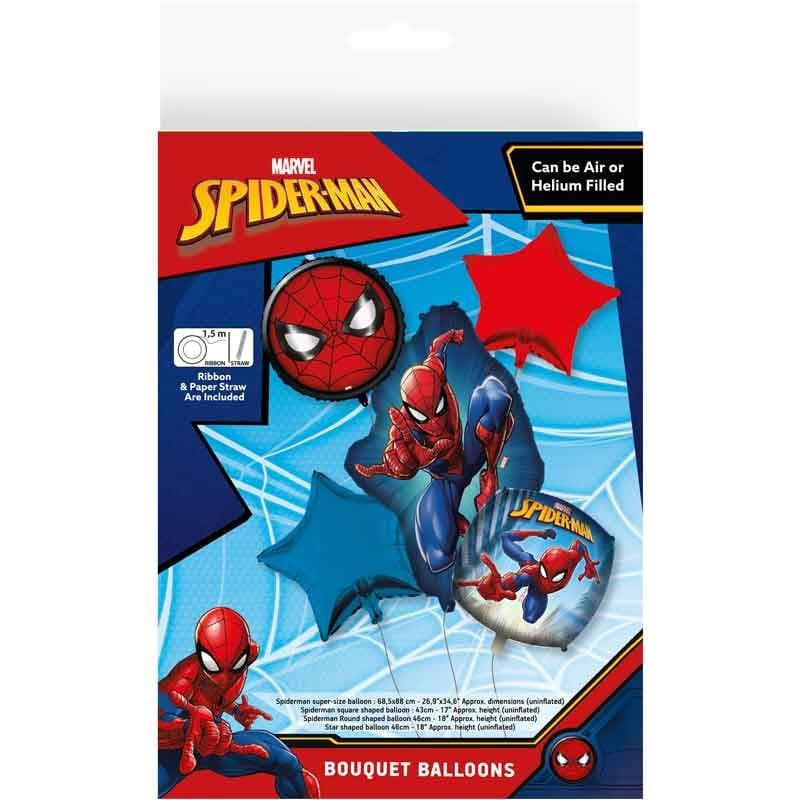 Spider-Man Balloon Bouquet - 5 Marvel Foil Balloons Foil Balloon Spider-Man Foil Balloon Bouquet (5 Pieces)