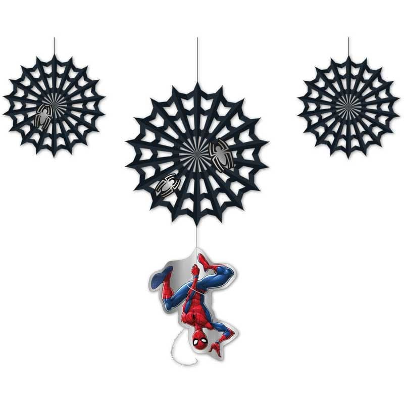 Spider-Man Hanging Decorations x 4 - Marvel Swirls Party Decorations Spider-Man Hanging Decoration Kit (4 Pieces)