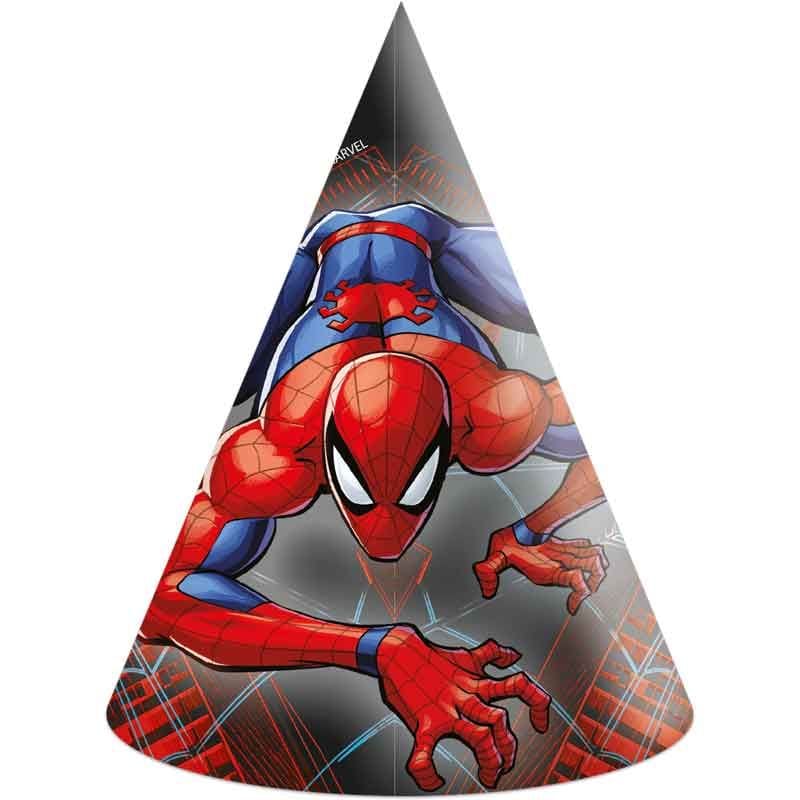 Spider-Man Party Hats x 6 - Marvel Paper Party Hats Party Hats Spider-Man Party Hats x 6