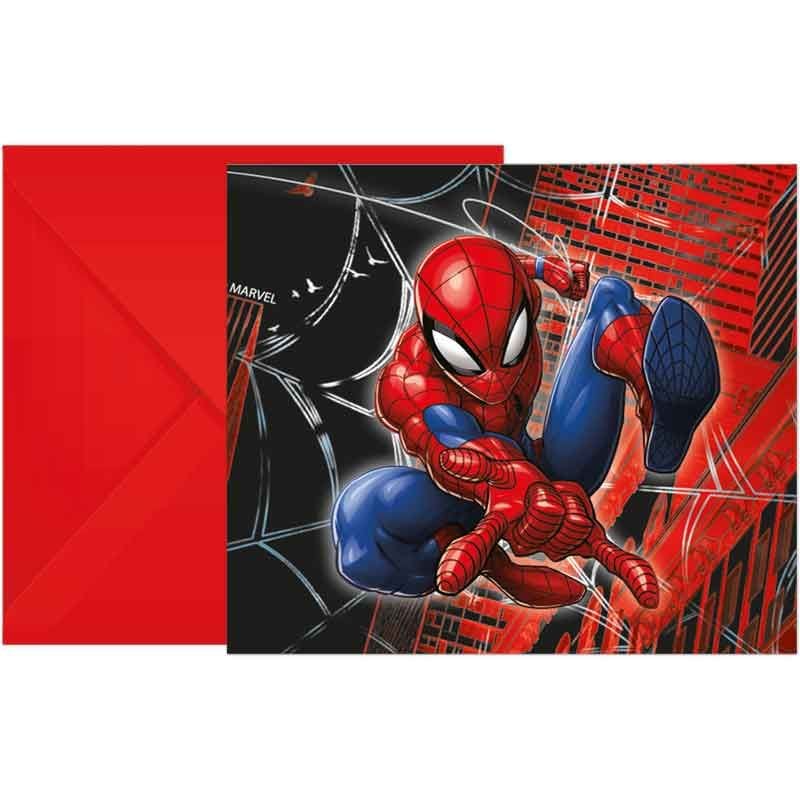 Spider-Man Party Invitations x 6 - Marvel Invites Invitations Spider-Man Party Invitations x 6