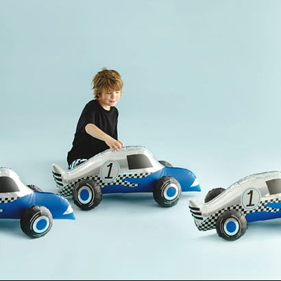 Standing Blue Racing Car Foil Balloon (35 inch) - Party Deco Balloons Foil Balloon Standing Blue Racing Car Foil Balloon (35 inch)