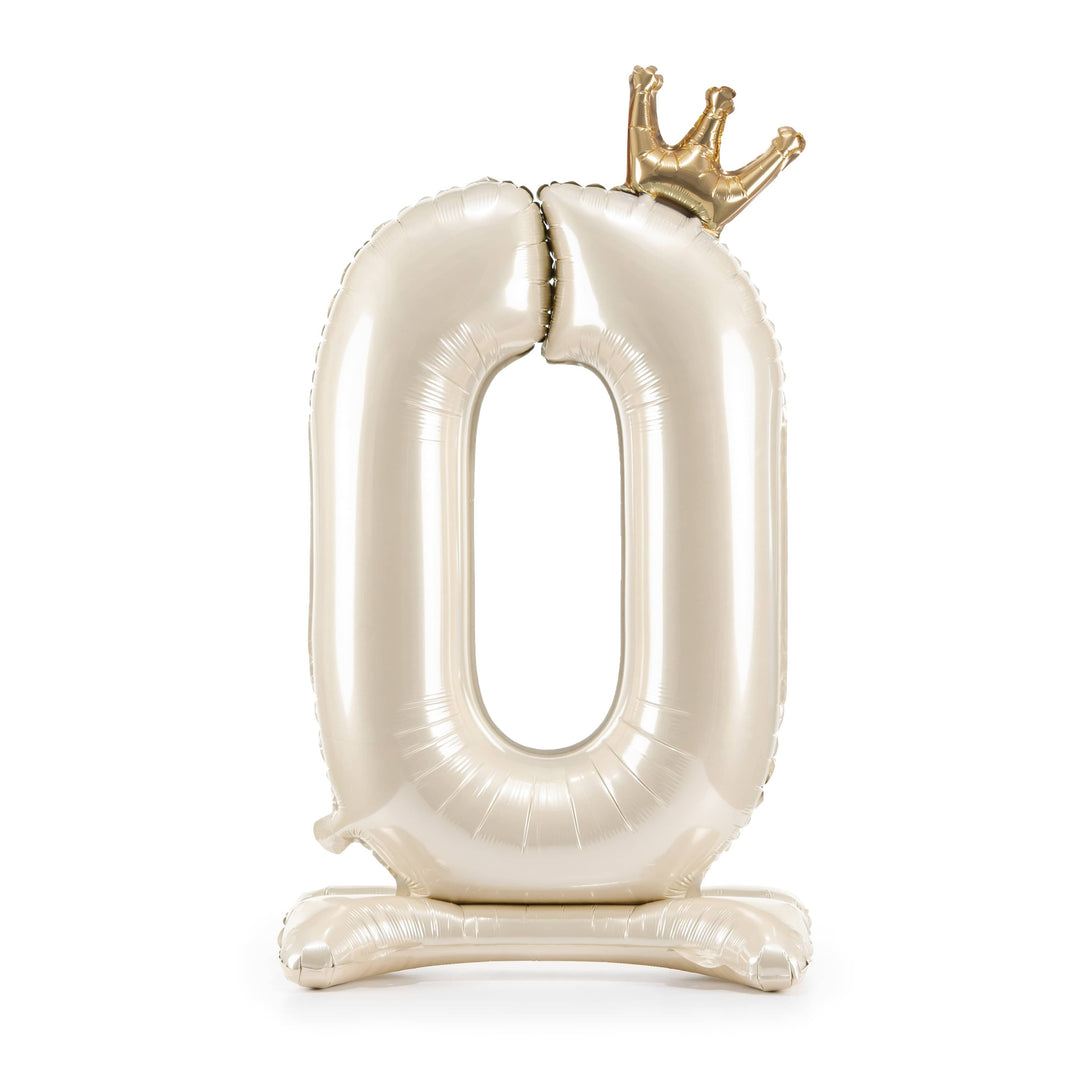 Standing Number 0 Foil Balloon - Light Cream Foil Balloon Standing Number 0 Foil Balloon - Light Cream