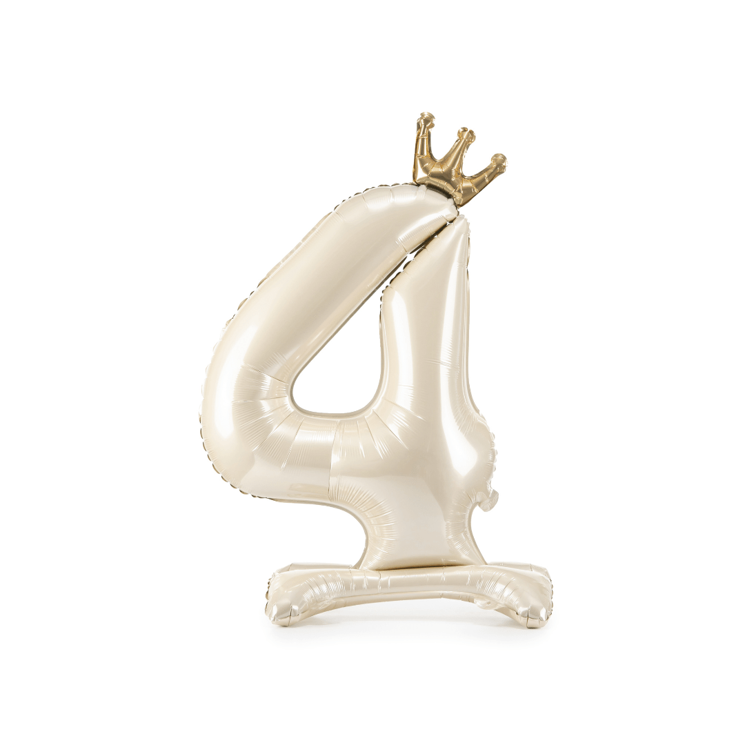 Standing Number 4 Foil Balloon - Light Cream - 4th Birthday Balloons Foil Balloon Standing Number 4 Foil Balloon - Light Cream