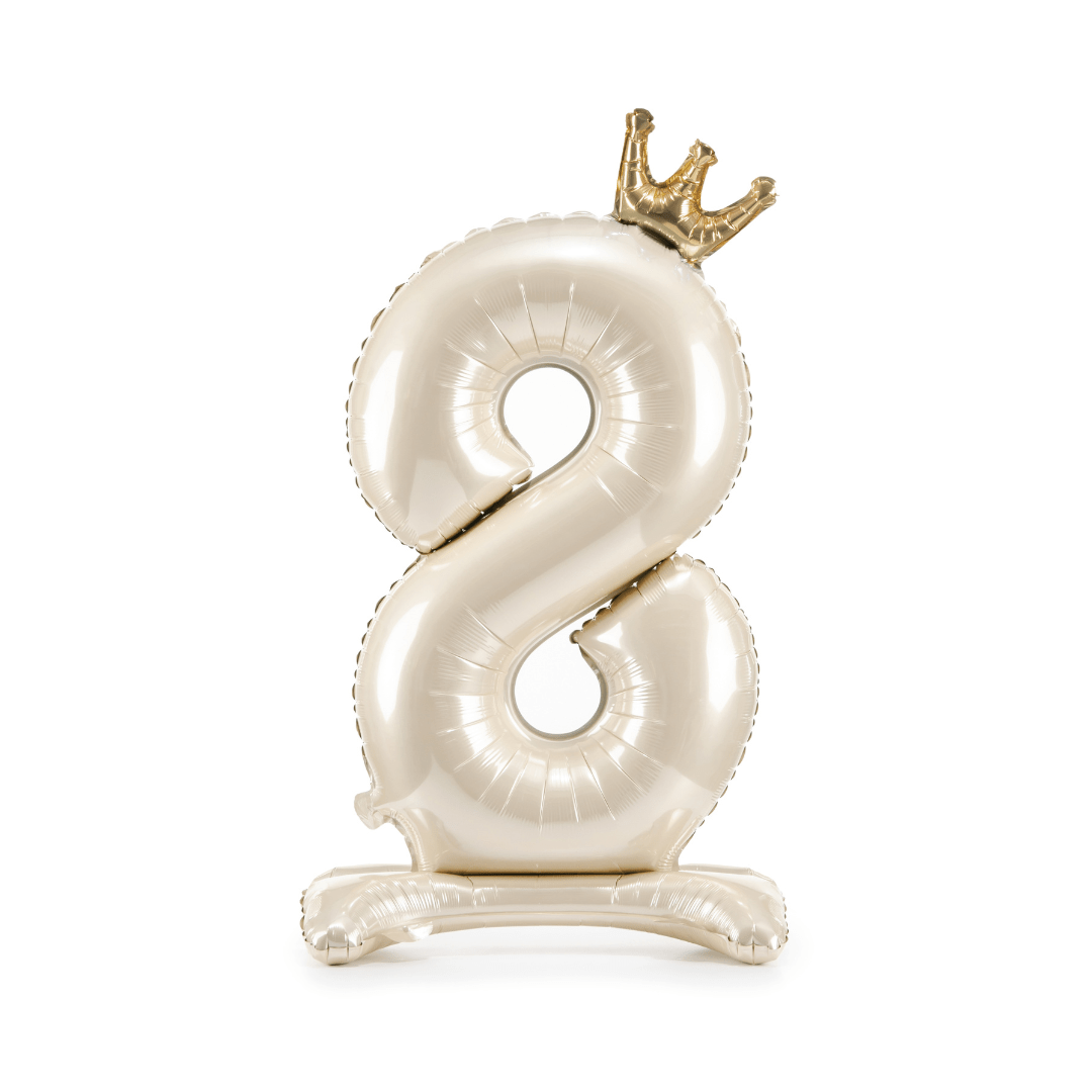 Standing Number 8 Foil Balloon - Light Cream - 8th Birthday Balloons Foil Balloon Standing Number 8 Foil Balloon - Light Cream
