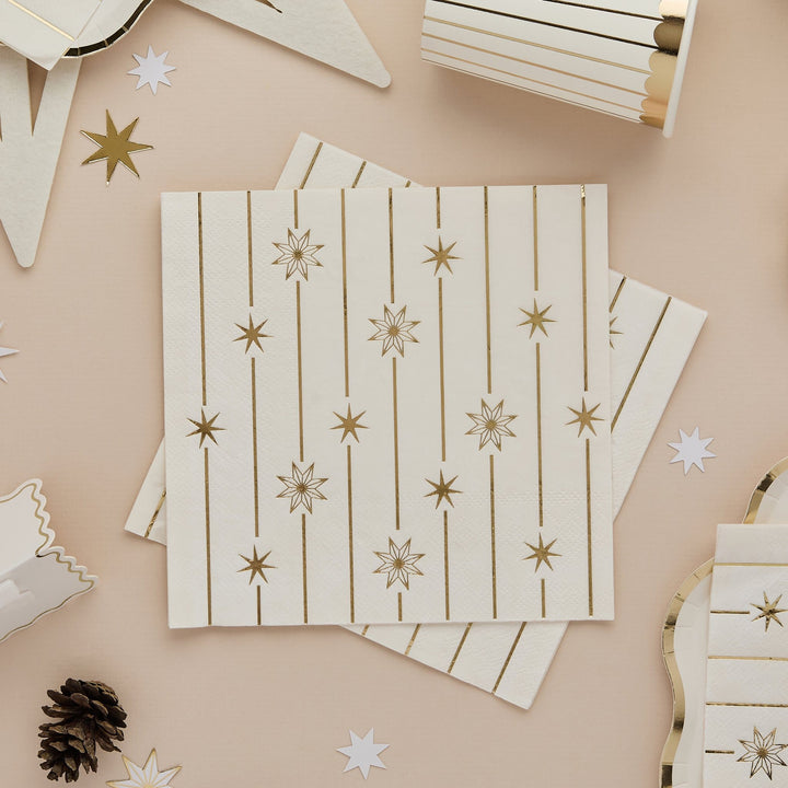 Stars &amp; Stripe Paper Party Napkins x 16 | Hootyballoo Christmas Napkins Paper Napkins Stars &amp; Stripe Paper Party Napkins x 16