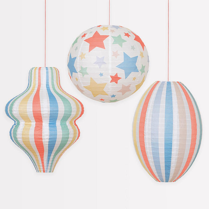 Stars &amp; Stripes Lanterns x3 | Meri Meri | Little Big Party Decorations Stars &amp; Stripes Lanterns x3