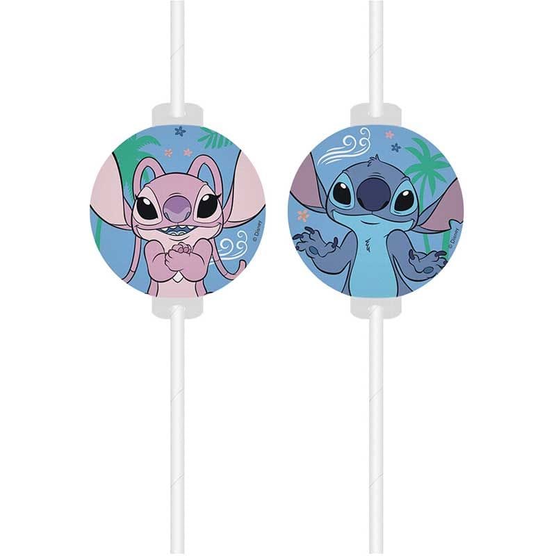 Stitch Paper Party Straws x 4 - Stitch Party Drinking Straws & Stirrers Stitch Paper Party Straws x 4