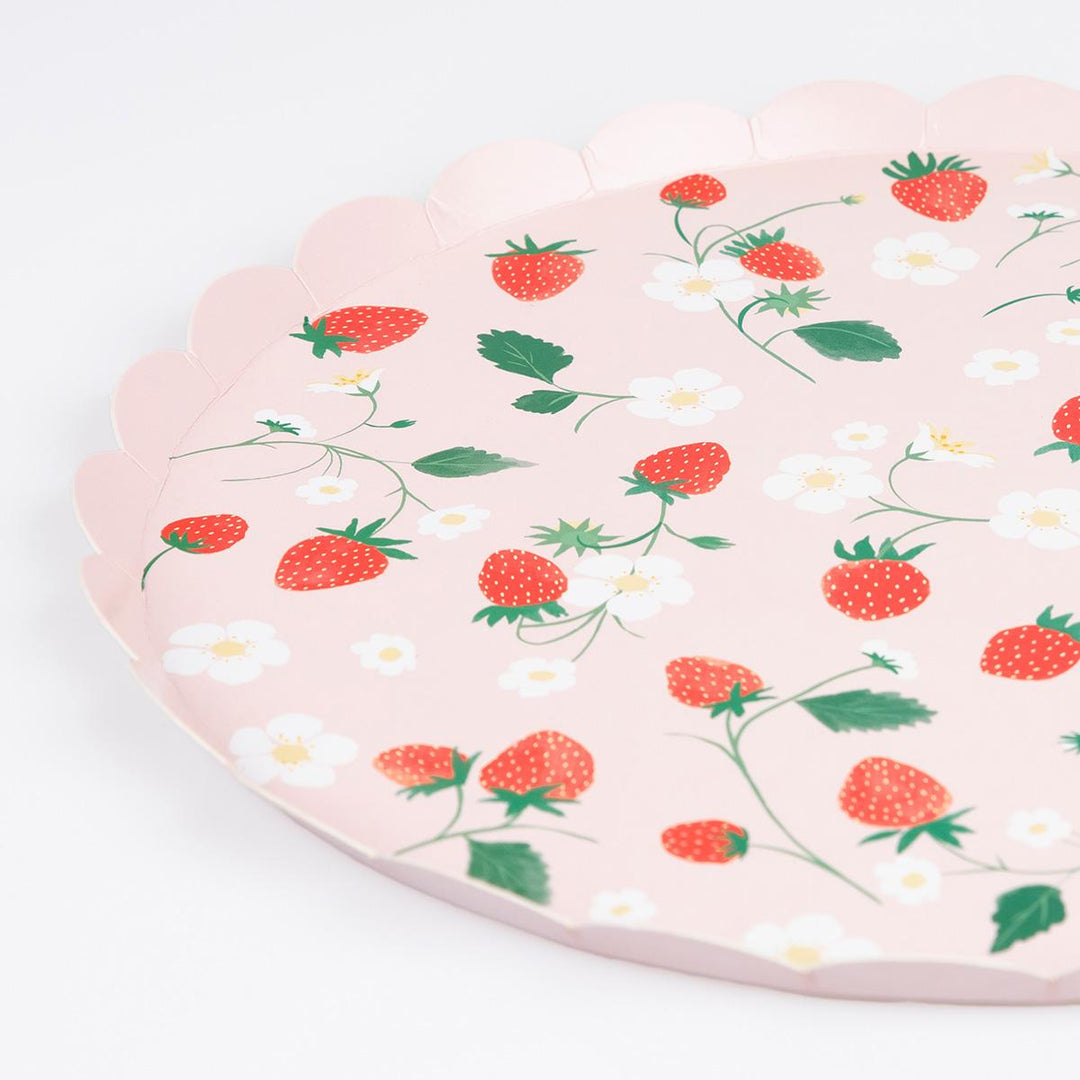 Strawberry Pattern Dinner Party Plates x 8 | Meri Meri party plates Strawberry Pattern Dinner Party Plates x 8