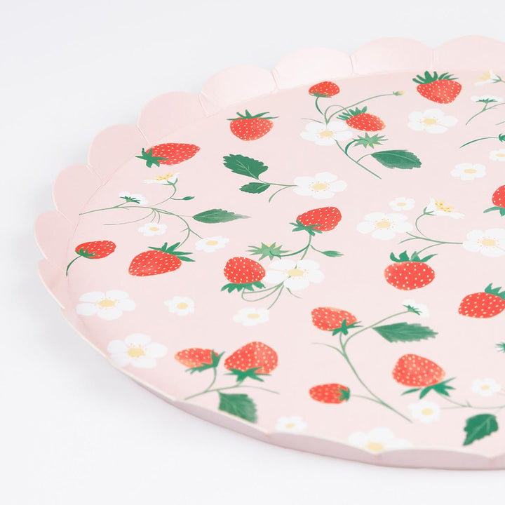 Strawberry Pattern Dinner Party Plates x 8 | Meri Meri party plates Strawberry Pattern Dinner Party Plates x 8