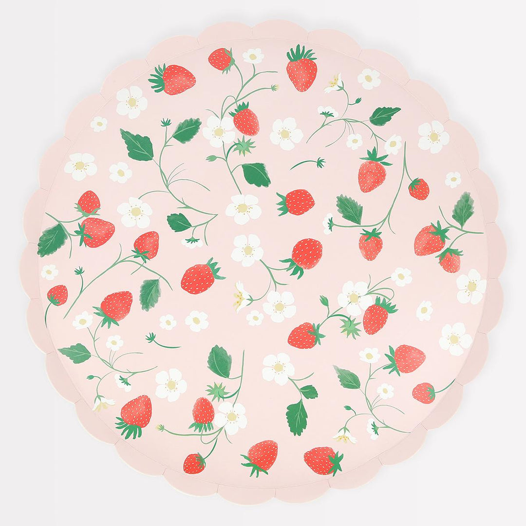 Strawberry Pattern Dinner Party Plates x 8 | Meri Meri party plates Strawberry Pattern Dinner Party Plates x 8