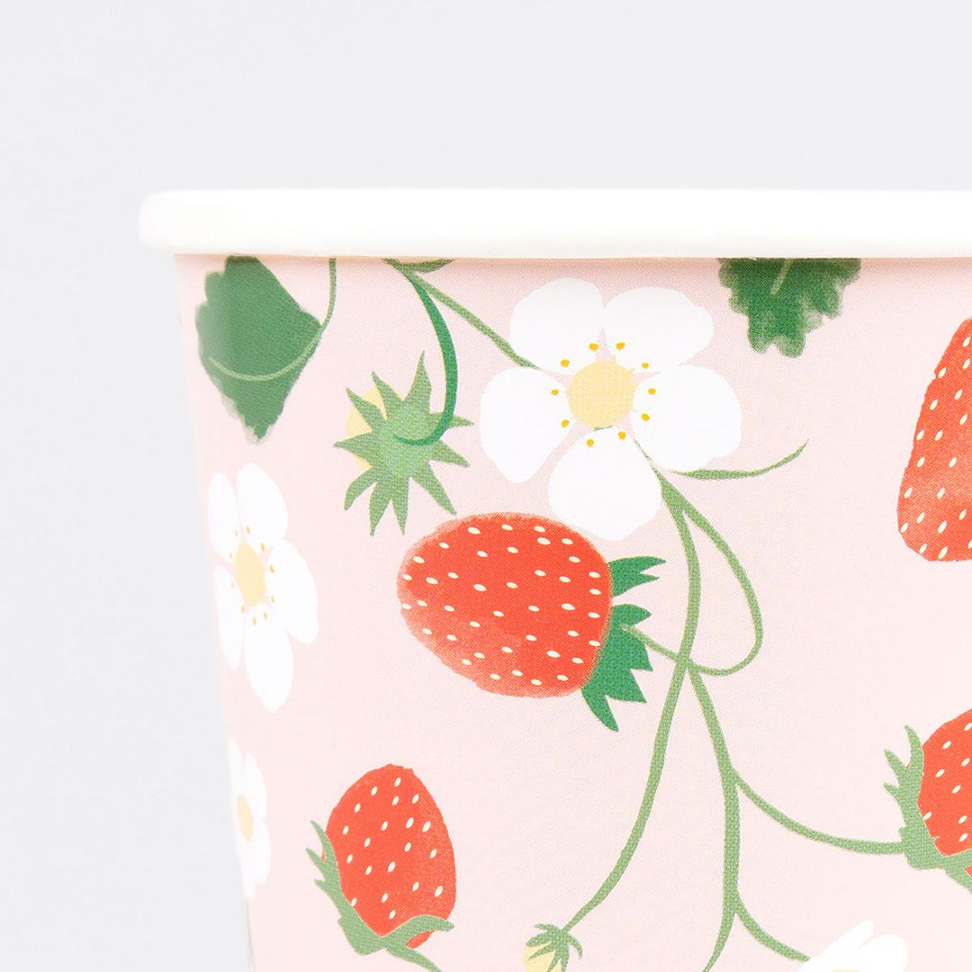 Strawberry Pattern Party Cups x 8 | Meri Meri party cups Strawberry Pattern Party Cups x 8