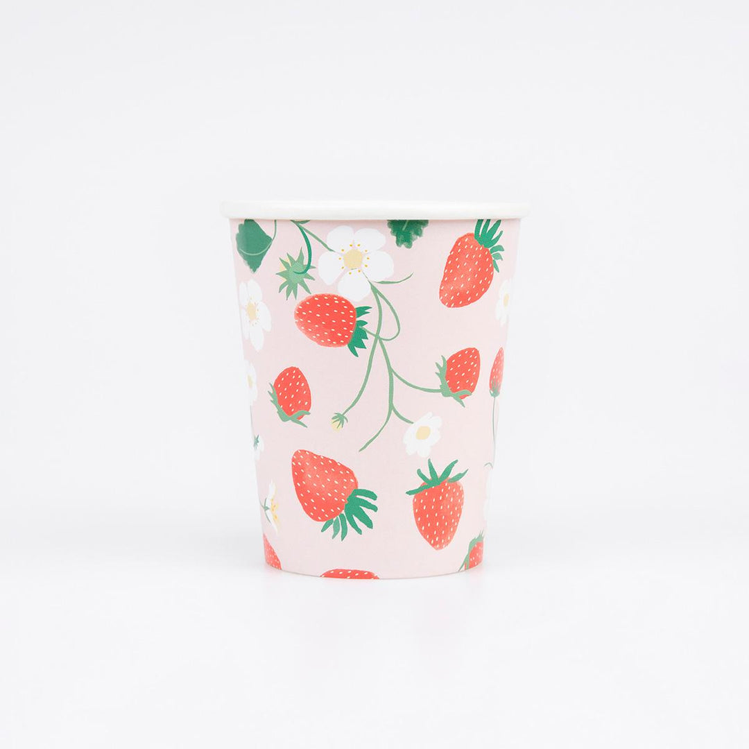 Strawberry Pattern Party Cups x 8 | Meri Meri party cups Strawberry Pattern Party Cups x 8