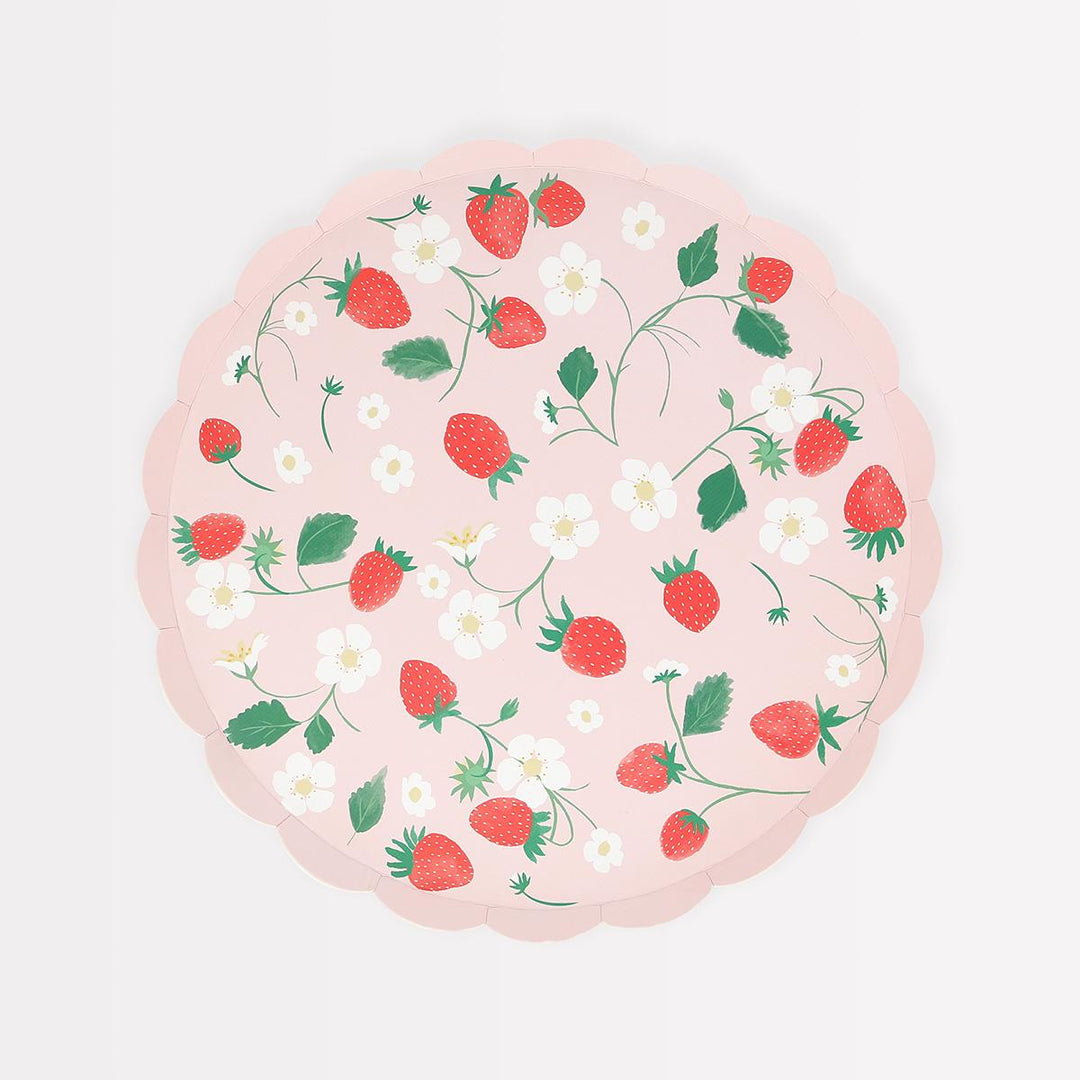 Strawberry Pattern Side Party Plates x 8 | Meri Meri party plates Strawberry Pattern Side Party Plates x 8