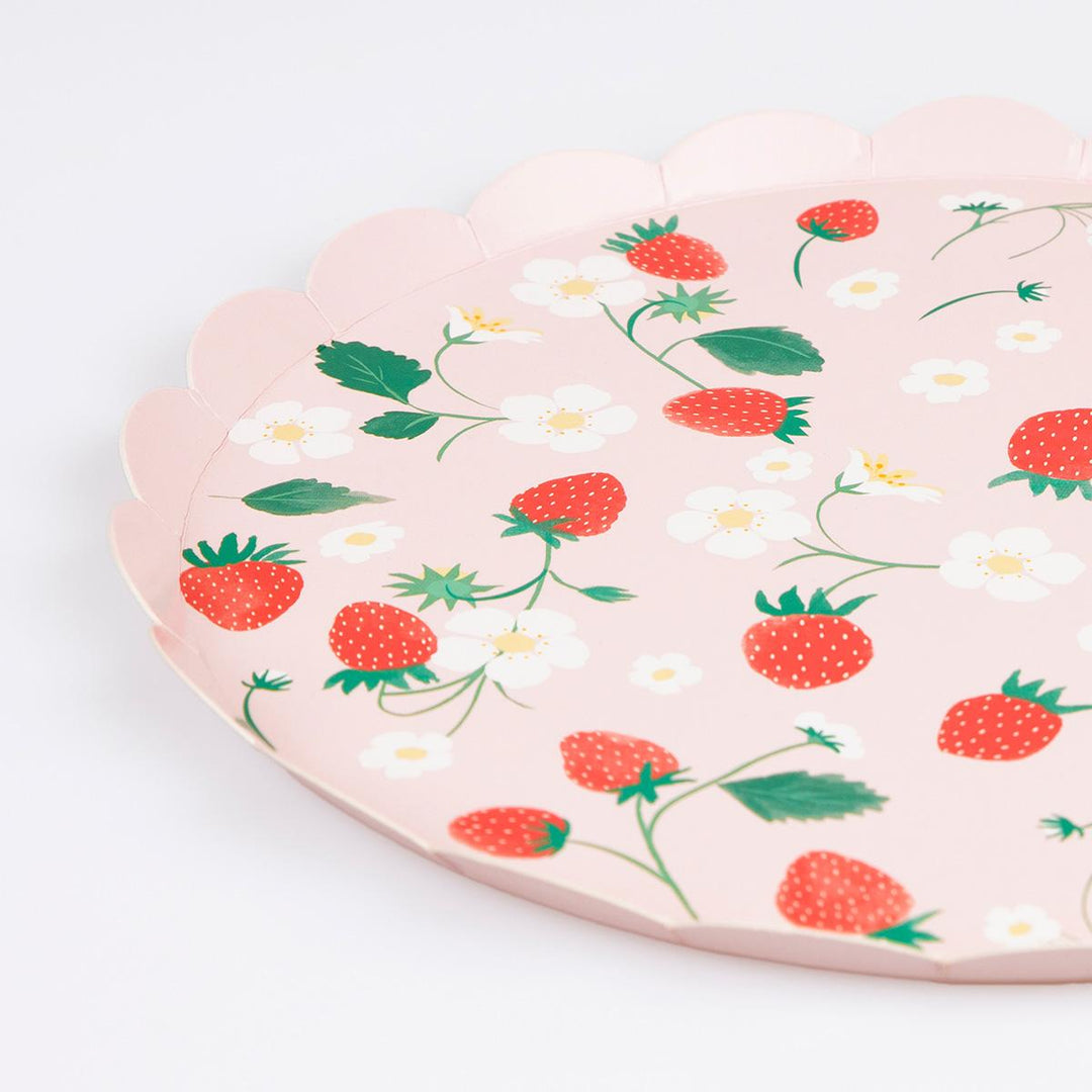Strawberry Pattern Side Party Plates x 8 | Meri Meri party plates Strawberry Pattern Side Party Plates x 8