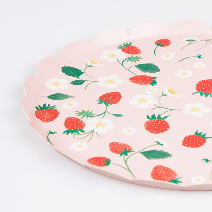 Strawberry Pattern Side Party Plates x 8 | Meri Meri party plates Strawberry Pattern Side Party Plates x 8