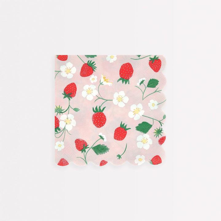 Strawberry Pattern Small Party Napkins x 16 | Meri Meri party napkins Strawberry Pattern Small Party Napkins x 16