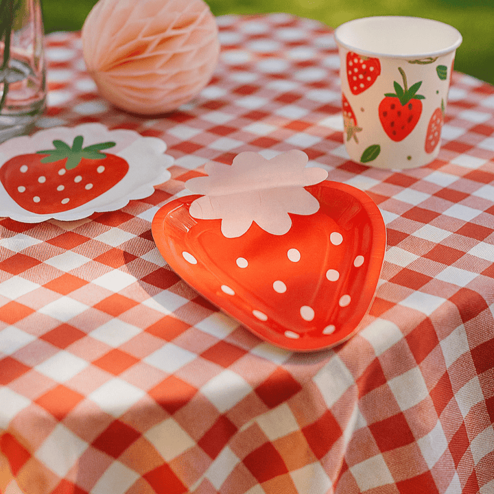 Strawberry Shaped Paper Party Plates x 8 - My Mind's Eye Disposable Plates Strawberry Shaped Paper Party Plates x 8
