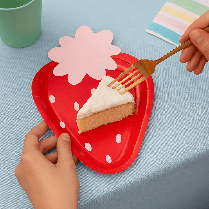Strawberry Shaped Paper Party Plates x 8 - My Mind's Eye Disposable Plates Strawberry Shaped Paper Party Plates x 8