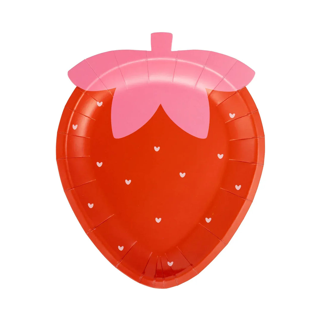 Strawberry Shaped Paper Party Plates x 8 - My Mind's Eye Disposable Plates Strawberry Shaped Paper Party Plates x 8