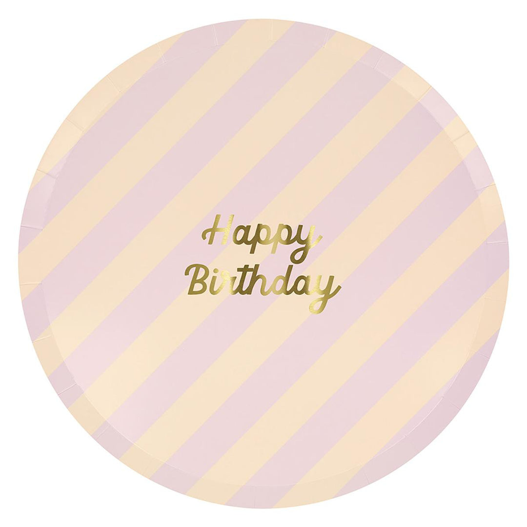 Stripe Happy Birthday Dinner Party Plates x 8 | Meri Meri party plates Stripe Happy Birthday Dinner Party Plates x 8