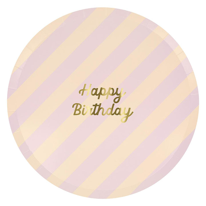 Stripe Happy Birthday Dinner Party Plates x 8 | Meri Meri party plates Stripe Happy Birthday Dinner Party Plates x 8