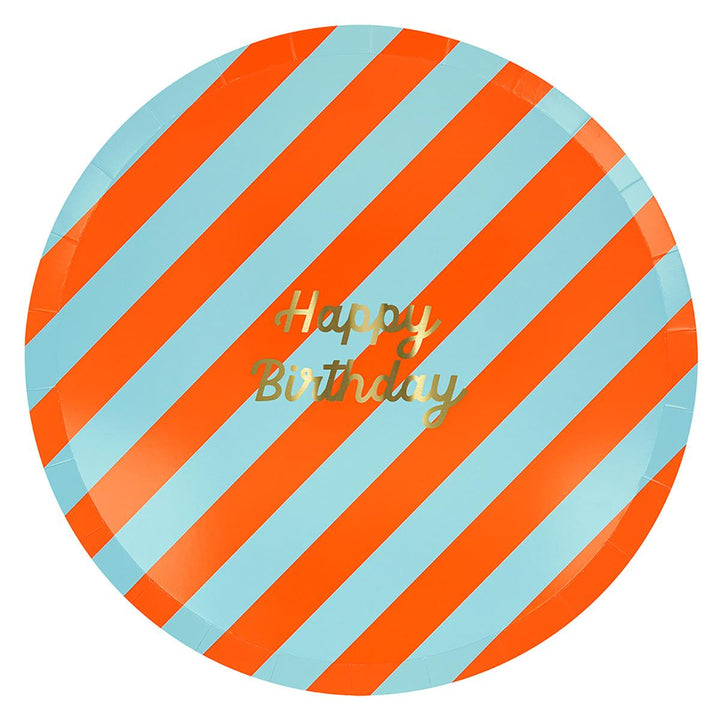 Stripe Happy Birthday Dinner Party Plates x 8 | Meri Meri party plates Stripe Happy Birthday Dinner Party Plates x 8