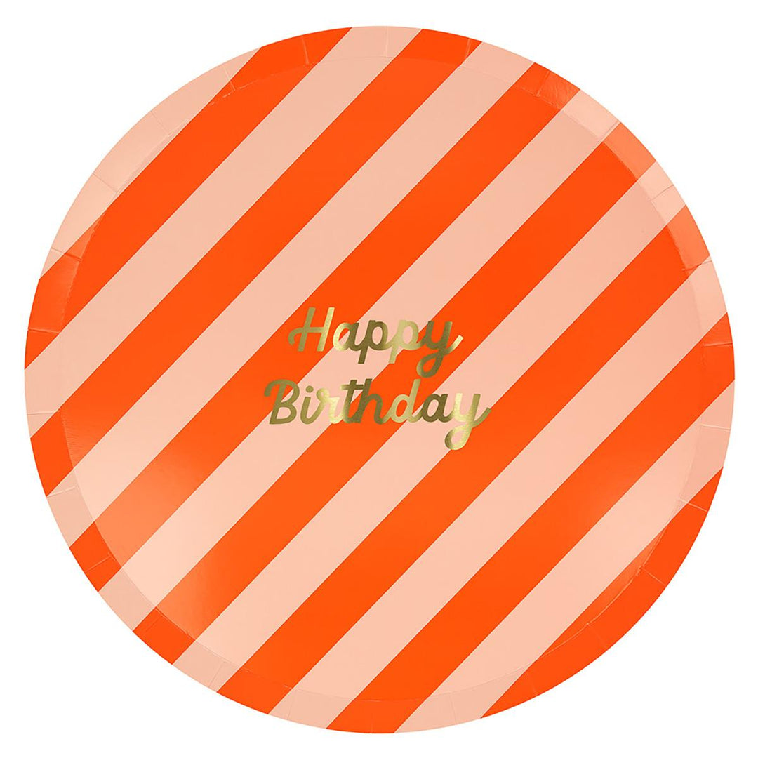 Stripe Happy Birthday Dinner Party Plates x 8 | Meri Meri party plates Stripe Happy Birthday Dinner Party Plates x 8
