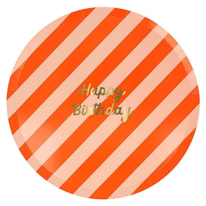 Stripe Happy Birthday Dinner Party Plates x 8 | Meri Meri party plates Stripe Happy Birthday Dinner Party Plates x 8