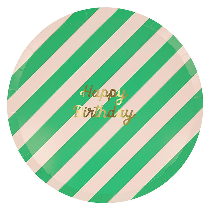 Stripe Happy Birthday Dinner Party Plates x 8 | Meri Meri party plates Stripe Happy Birthday Dinner Party Plates x 8
