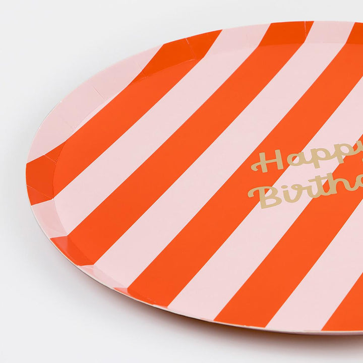 Stripe Happy Birthday Dinner Party Plates x 8 | Meri Meri party plates Stripe Happy Birthday Dinner Party Plates x 8