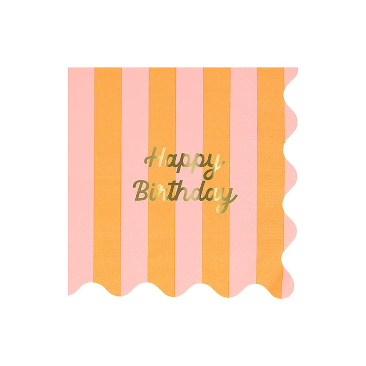 Stripe Happy Birthday Large Party Napkins x 16 | Meri Meri party napkins Stripe Happy Birthday Large Party Napkins x 16