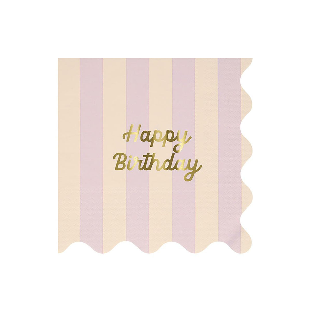 Stripe Happy Birthday Large Party Napkins x 16 | Meri Meri party napkins Stripe Happy Birthday Large Party Napkins x 16