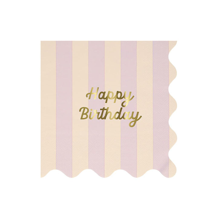 Stripe Happy Birthday Large Party Napkins x 16 | Meri Meri party napkins Stripe Happy Birthday Large Party Napkins x 16