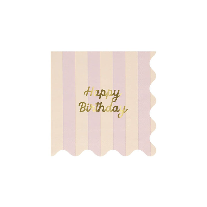 Stripe Happy Birthday Small Party Napkins x 16 | Meri Meri party napkins Stripe Happy Birthday Small Party Napkins x 16