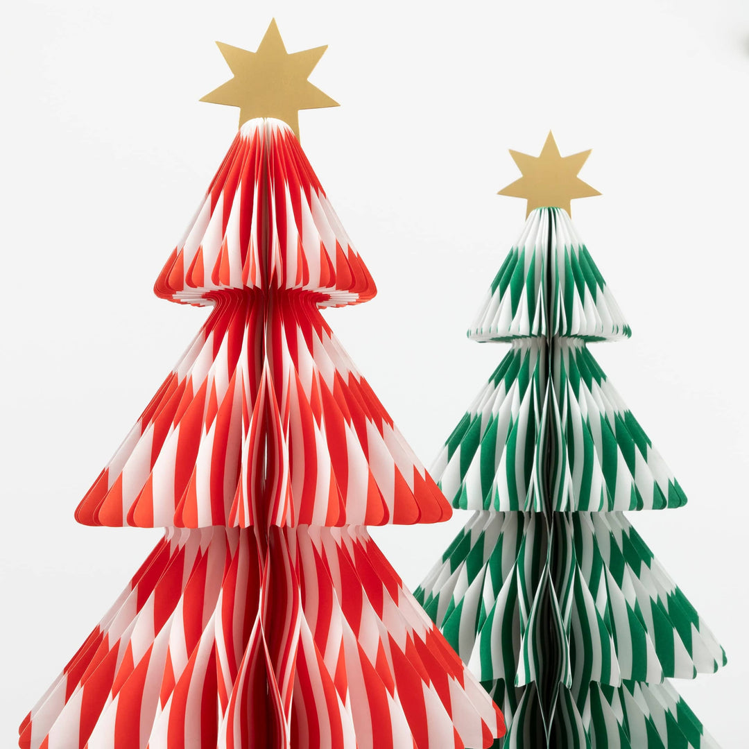 Stripe Paper Honeycomb Christmas Trees x 3 | Meri Meri Christmas Decorations Party Decorations Stripe Paper Honeycomb Christmas Trees x 3
