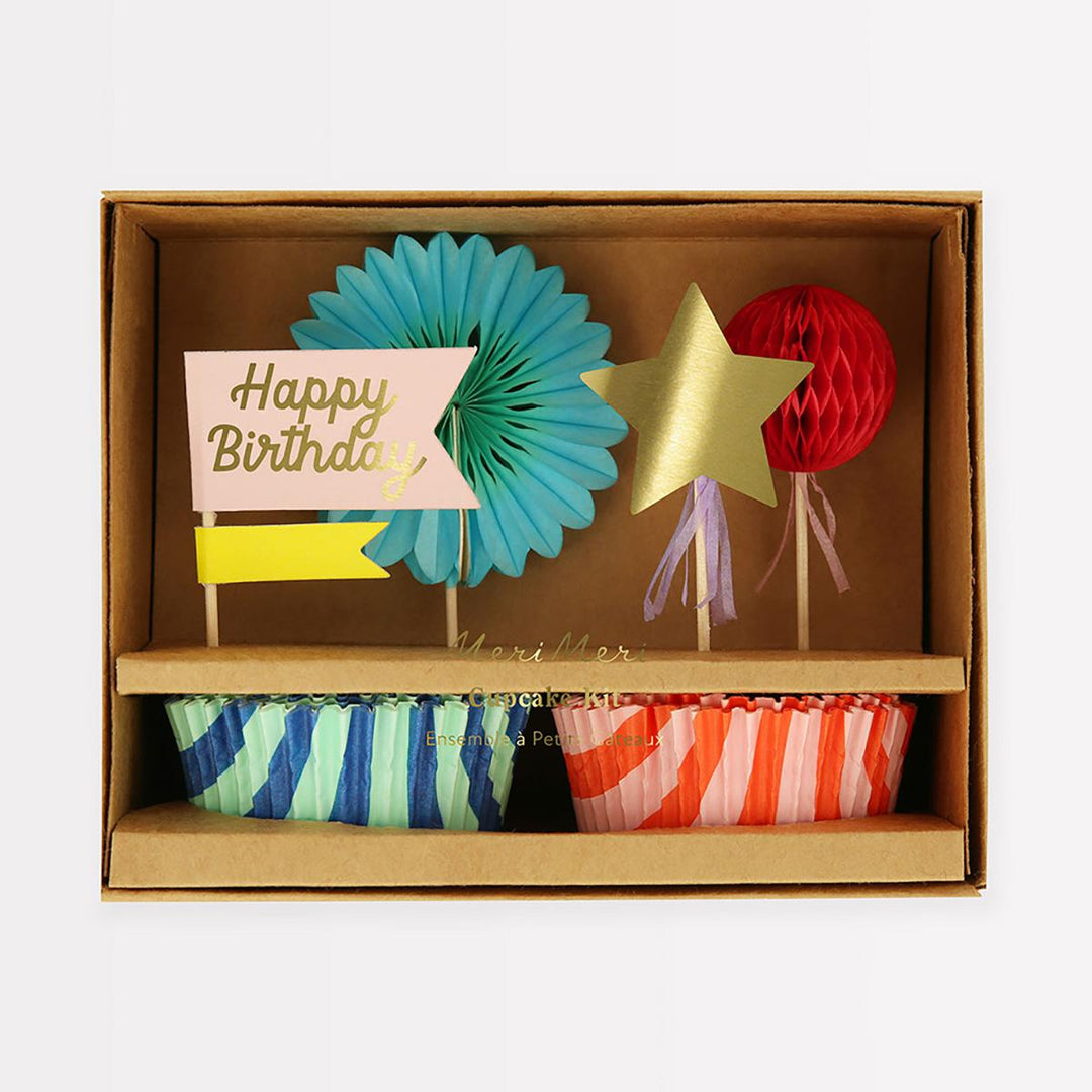Stripe Party Cupcake Kit (With 24 Toppers) | Meri Meri Cupcake Toppers Stripe Party Cupcake Kit (With 24 Toppers)