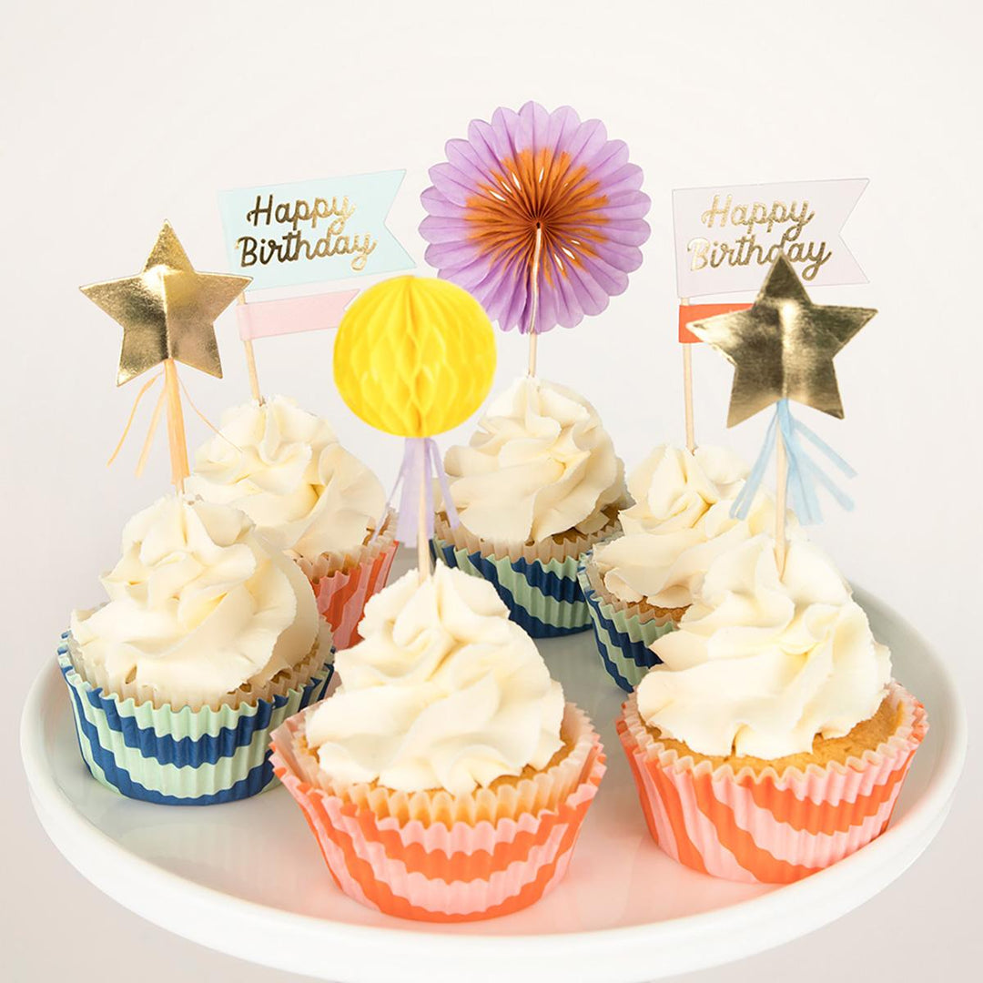 Stripe Party Cupcake Kit (With 24 Toppers) | Meri Meri Cupcake Toppers Stripe Party Cupcake Kit (With 24 Toppers)