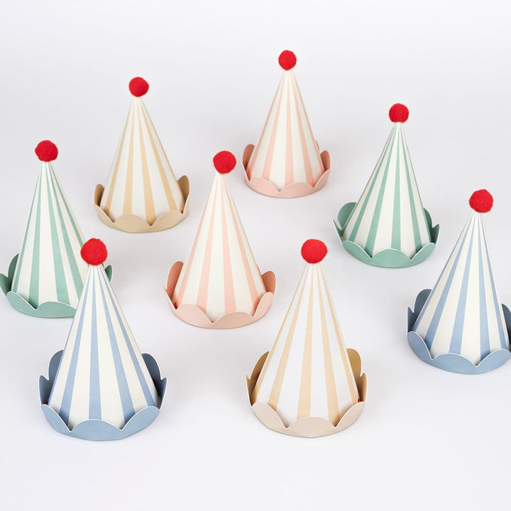 Stripe Pastel Party Hats x 8 - Meri Meri Party Hats Party Hats Stripe Pastel Party Hats x 8