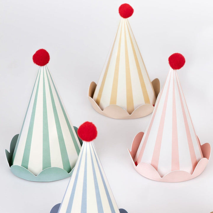 Stripe Pastel Party Hats x 8 - Meri Meri Party Hats Party Hats Stripe Pastel Party Hats x 8