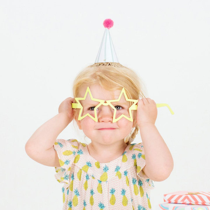 Stripe Pompom Mini Party Hats x 8 | Meri Meri Party Hats Stripe Pompom Mini Party Hats x 8