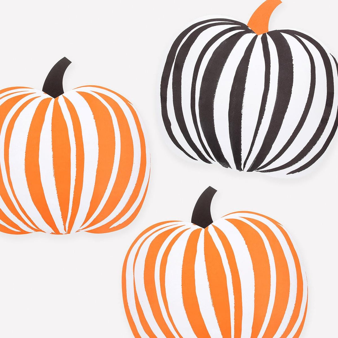 Stripe Pumpkin Paper Party Placemats x 12 | Meri Meri Halloween Table Placemats Stripe Pumpkin Paper Party Placemats x 12