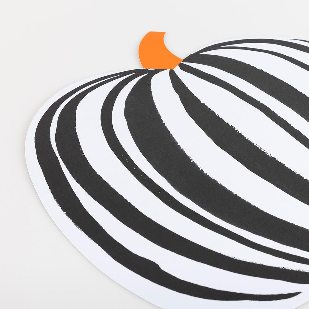 Stripe Pumpkin Paper Party Placemats x 12 | Meri Meri Halloween Table Placemats Stripe Pumpkin Paper Party Placemats x 12