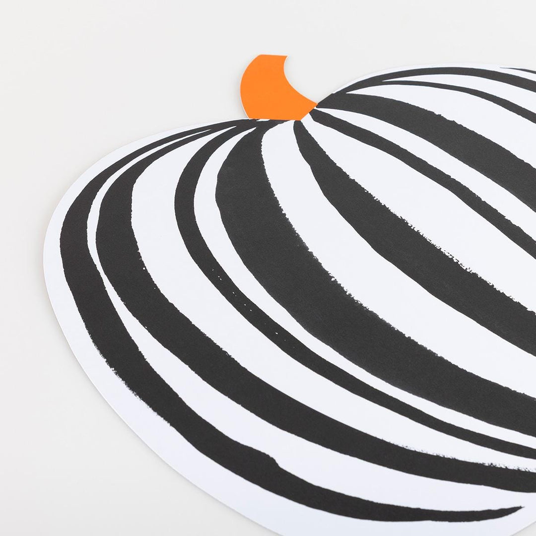 Stripe Pumpkin Paper Party Placemats x 12 | Meri Meri Halloween Table Placemats Stripe Pumpkin Paper Party Placemats x 12