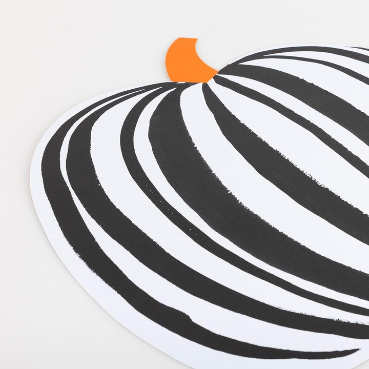 Stripe Pumpkin Paper Party Placemats x 12 | Meri Meri Halloween Table Placemats Stripe Pumpkin Paper Party Placemats x 12